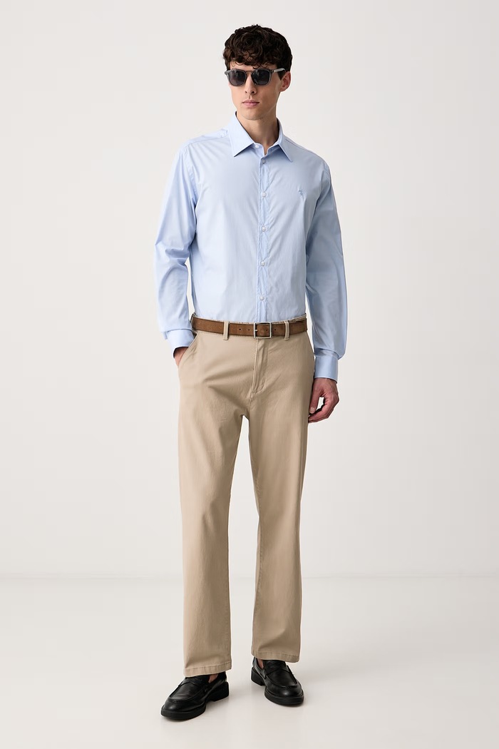Trussardi Koszula męska bawełniana 5050N000092N niebieski AW26