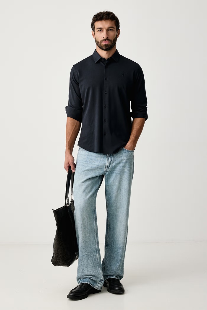 Trussardi Koszula męska bawełniana 58018000028N granatowy AW26