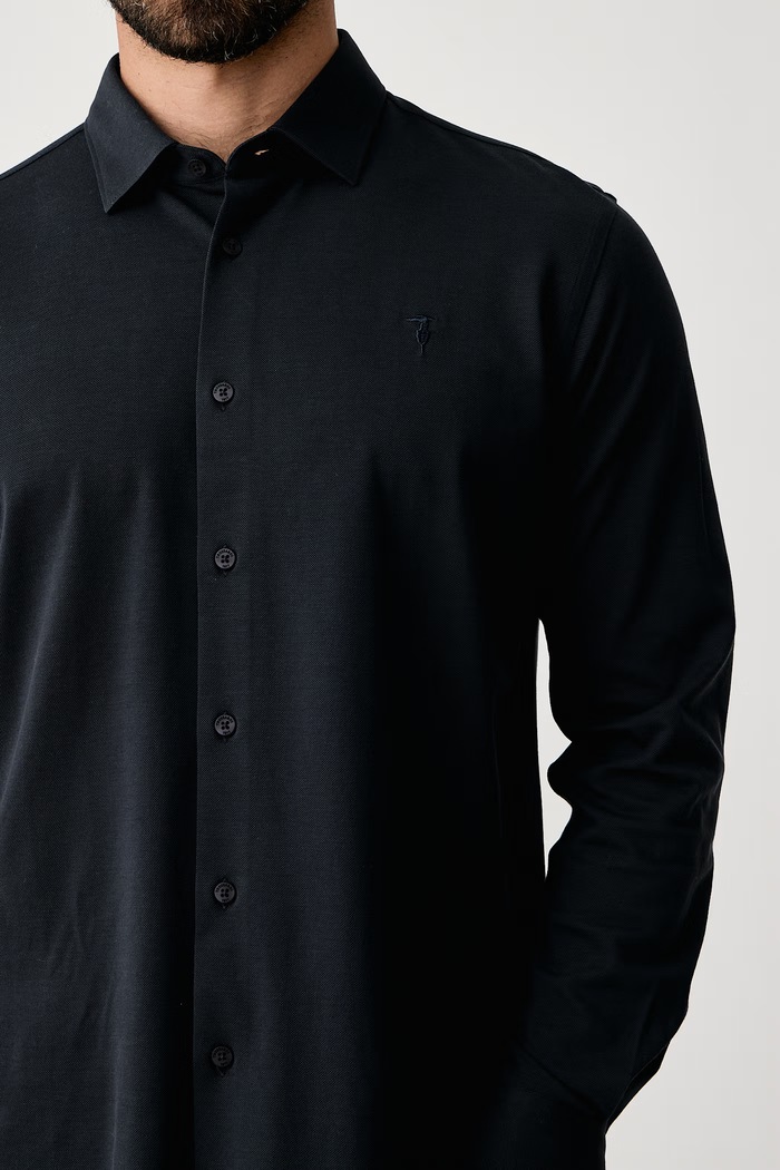 Koszula męska bawełniana Trussardi 58018000028N granatowy