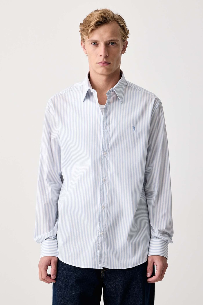 Trussardi Koszula męska z bawełną niebieski 5045N000082N