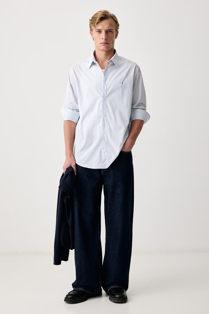 Trussardi Koszula męska z bawełną 5045N000082N niebieski AW26