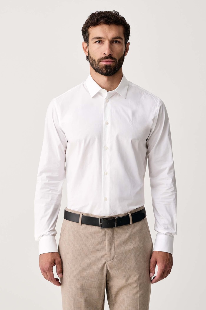 Trussardi Koszula męska bawełniana z elastanem biały 5004N000052N