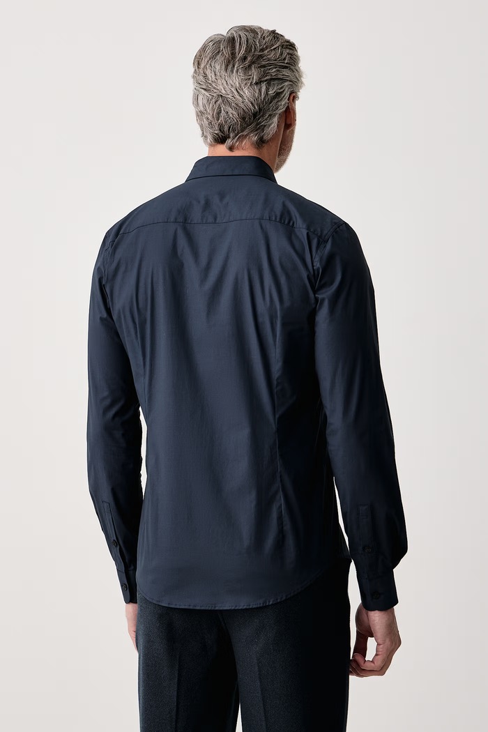 Odzież Trussardi Koszula męska bawełniana z elastanem 5004N000052N granatowy
