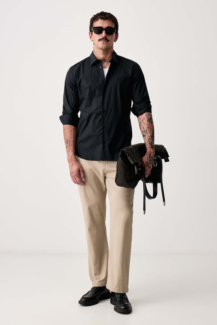 Trussardi Koszula męska bawełniana z elastanem 5004N000052N czarny AW26