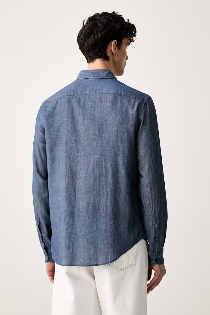 Odzież Emporio Armani koszula męska bawełniana EM000099.TE22502 niebieski