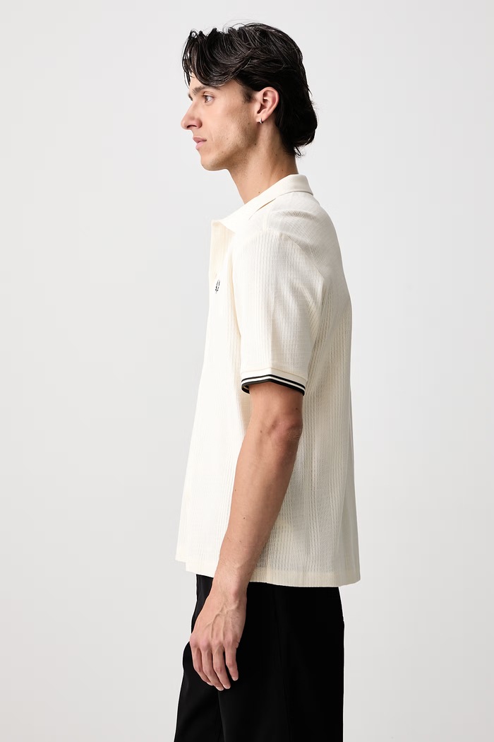 Koszula męska bawełniana Fred Perry M3408.560 beżowy