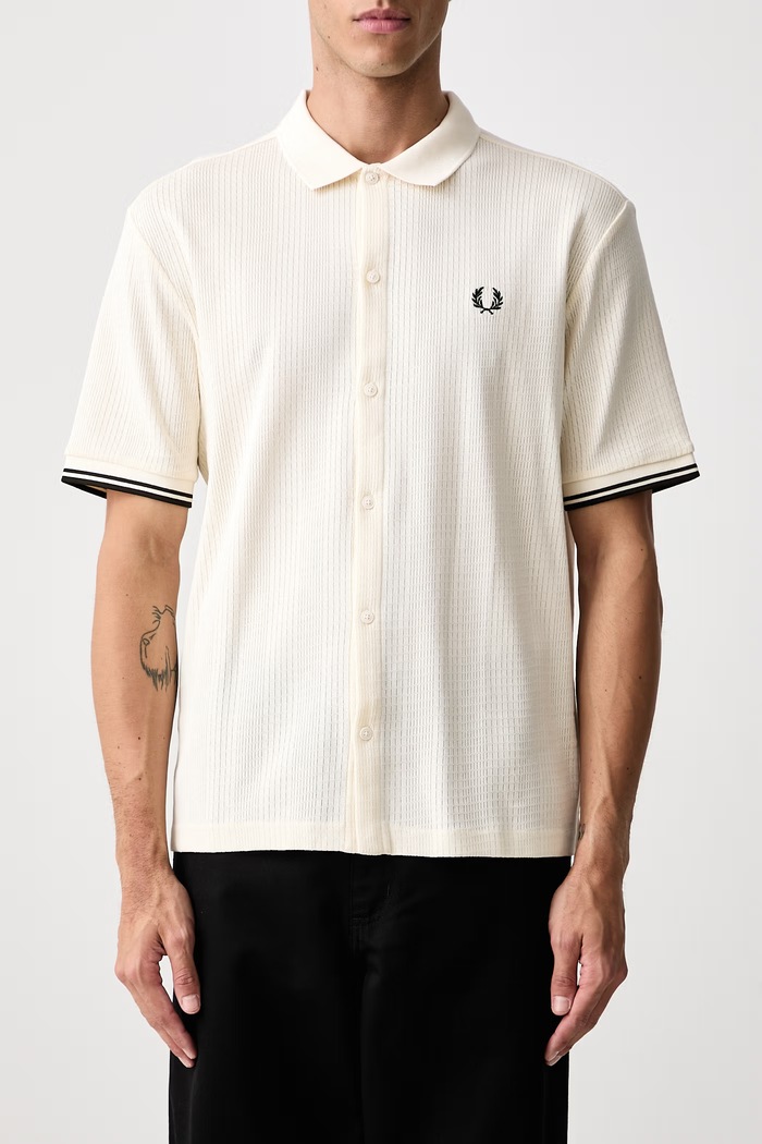 Koszula męska bawełniana Fred Perry beżowy M3408.560