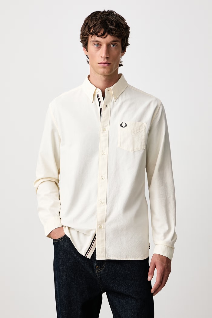 Fred Perry Koszula męska bawełniana beżowy M3452.560