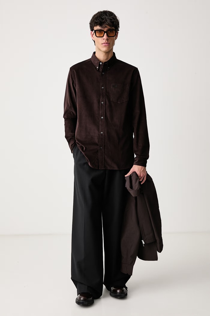 Fred Perry Koszula męska bawełniana M3462.33C brązowy AW26