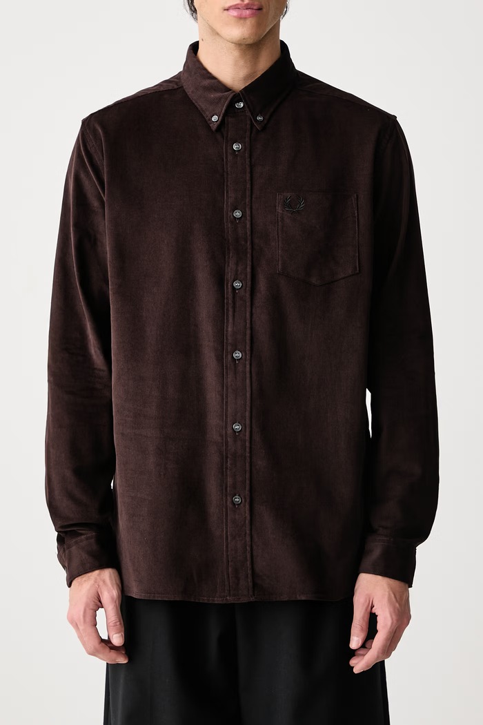 Koszula męska bawełniana Fred Perry M3462.33C brązowy