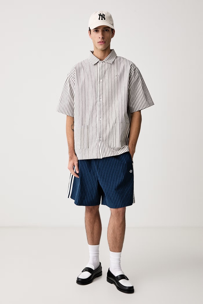 adidas Originals Сорочка чоловіча з бавовною Resort KW8266 бежевий AW26