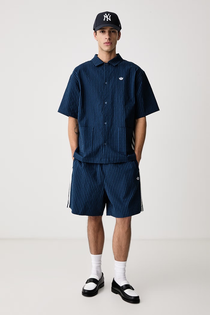 adidas Originals Сорочка чоловіча з бавовною Resort KW8265 блакитний AW26