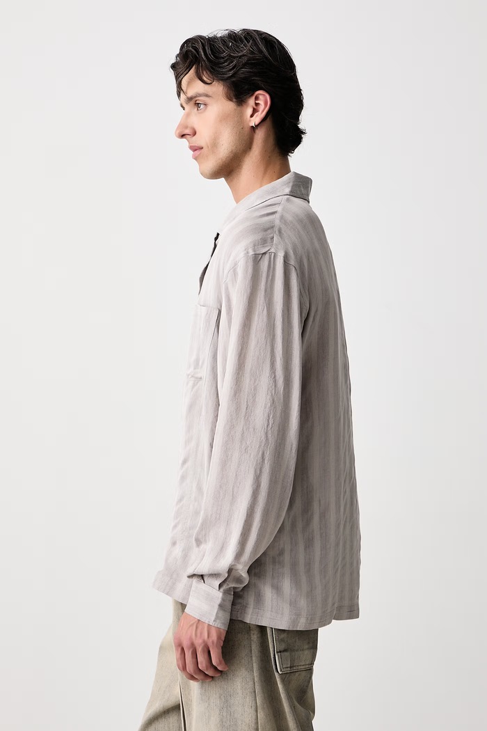 Koszula męska z dodatkiem jedwabiu Our Legacy M4262PQG beżowy