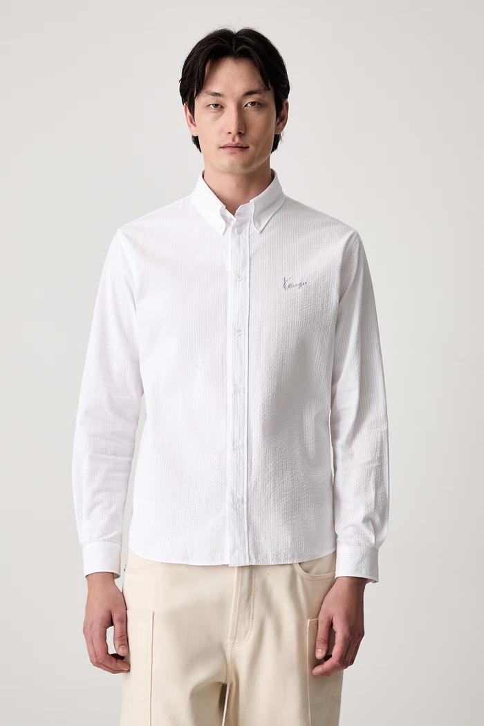 Kenzo koszula bawełniana męska biały FG65CH4109KB