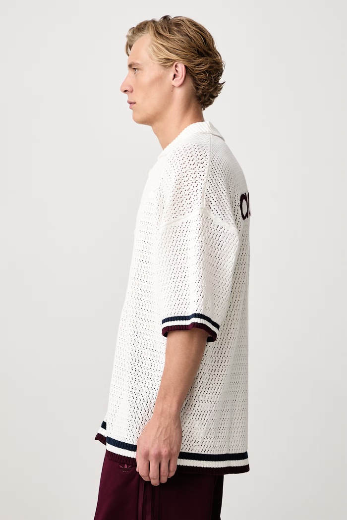 Crochet πουκάμισο βαμβακερό ανδρικό adidas Originals KR9096 λευκό
