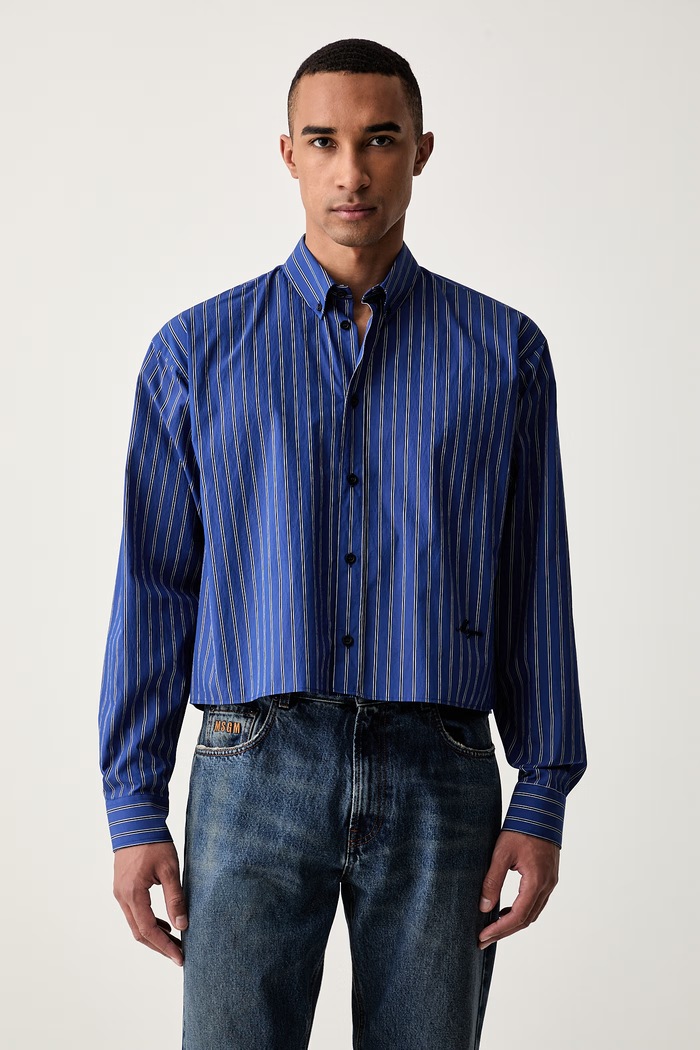 MSGM koszula męska z bawełną niebieski 4140ME11A.267504