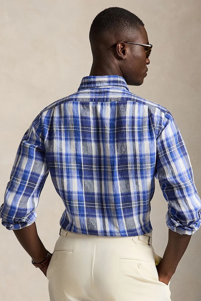 Polo Ralph Lauren koszula lniana męska 710B18274001 granatowy AW26