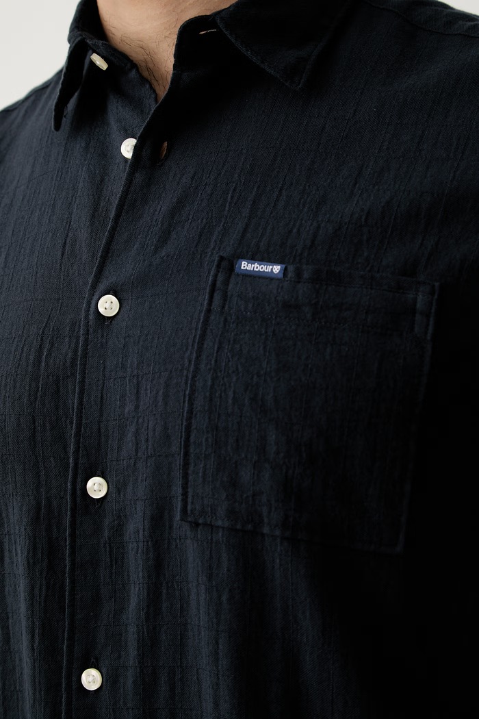 Barbour koszula męska bawełniana z elastanem Kingswood MSH5792 granatowy