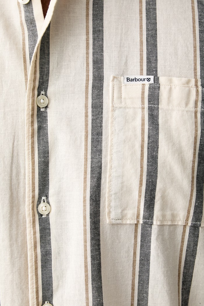 Barbour koszula męska z dodatkiem lnu Barkend MSH5786 beżowy