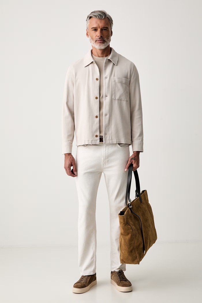 Joop! koszula męska z bawełną 30104831 beżowy AW26