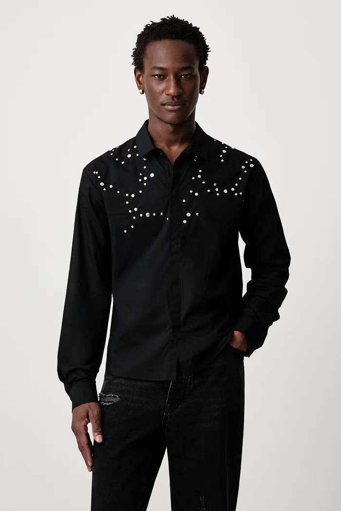 HELIOT EMIL Camicia in cotone da uomo nero AW26.M.05.083