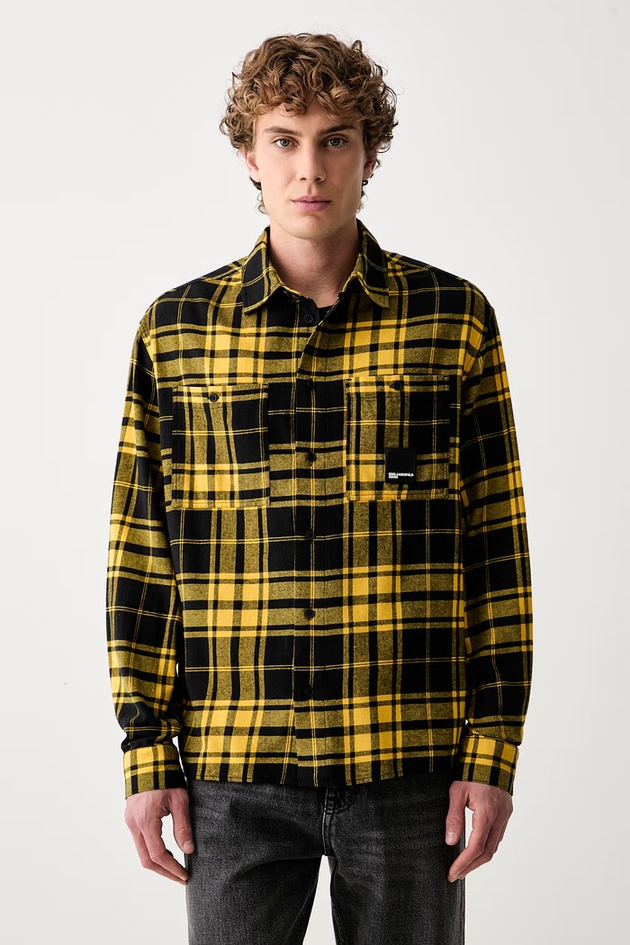 Karl Lagerfeld Jeans koszula męska bawełniana żółty B3M16018