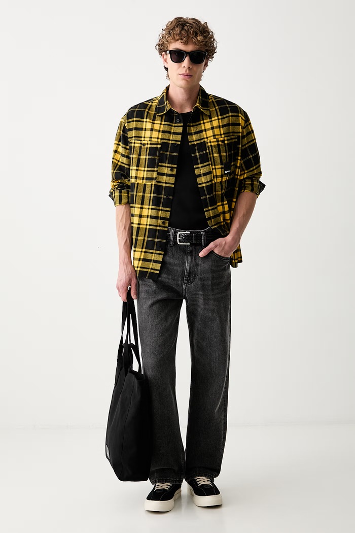 Karl Lagerfeld Jeans koszula męska bawełniana B3M16018 żółty AW26