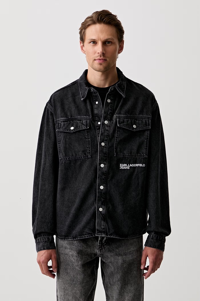 Odzież Karl Lagerfeld Jeans koszula męska jeansowa B3M16005 czarny