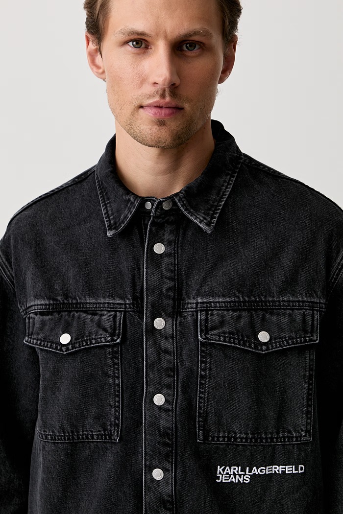 Karl Lagerfeld Jeans koszula męska jeansowa czarny B3M16005