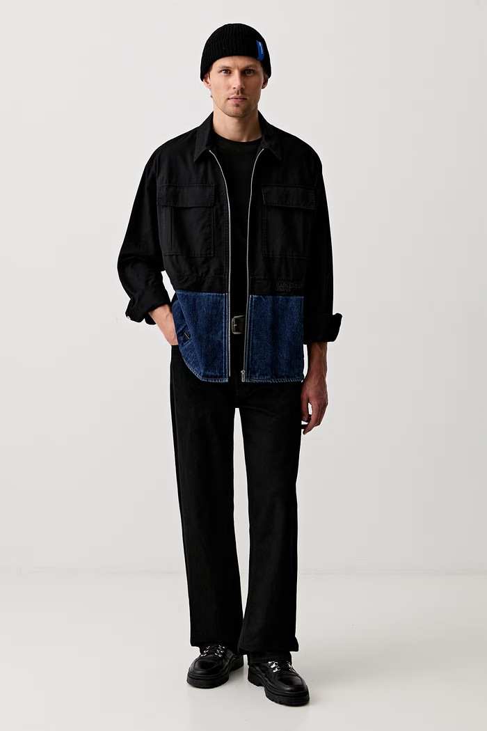 Karl Lagerfeld Jeans krótka kurtka męska bawełniana B3M16004 czarny AW26
