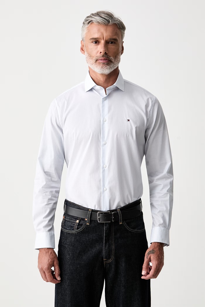 Tommy Hilfiger koszula męska bawełniana z elastanem niebieski MW0MW43756