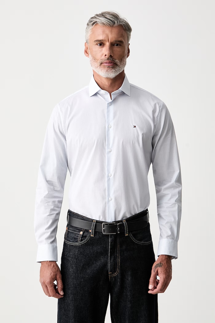 Tommy Hilfiger koszula męska bawełniana z elastanem niebieski MW0MW43756