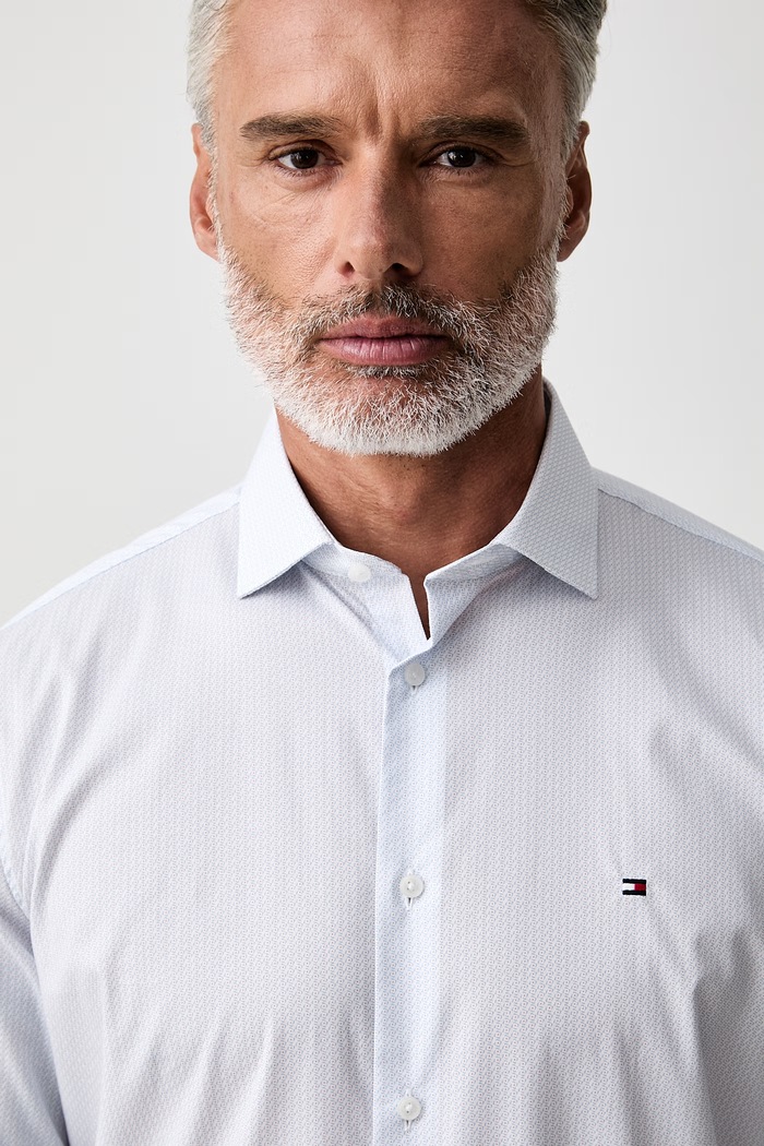 Tommy Hilfiger koszula męska bawełniana z elastanem niebieski MW0MW43756
