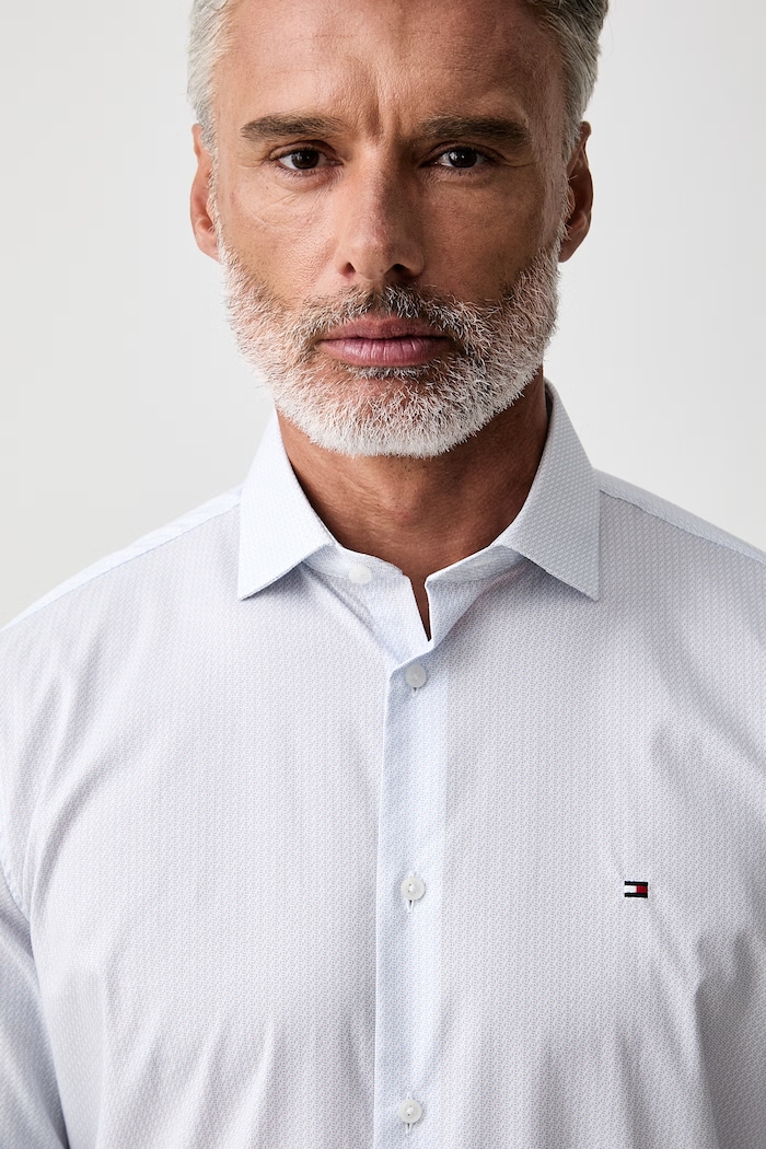 Tommy Hilfiger koszula męska bawełniana z elastanem niebieski MW0MW43756