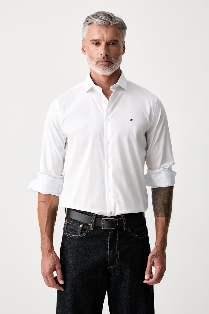 Tommy Hilfiger koszula męska bawełniana z elastanem biały MW0MW43749
