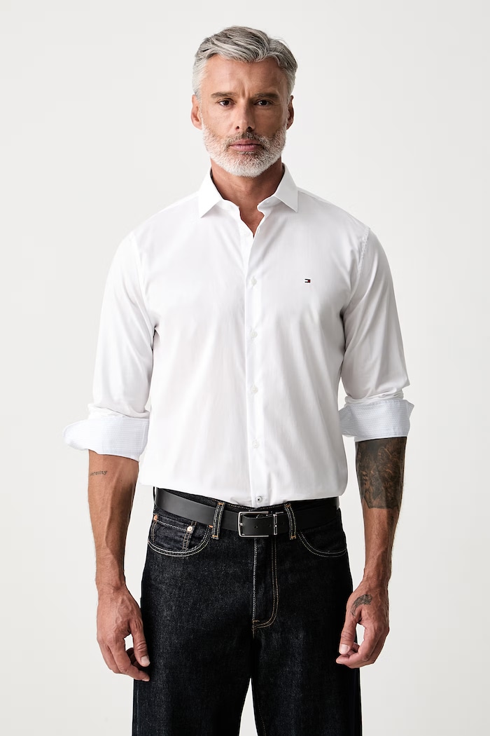Tommy Hilfiger koszula męska bawełniana z elastanem biały MW0MW43749
