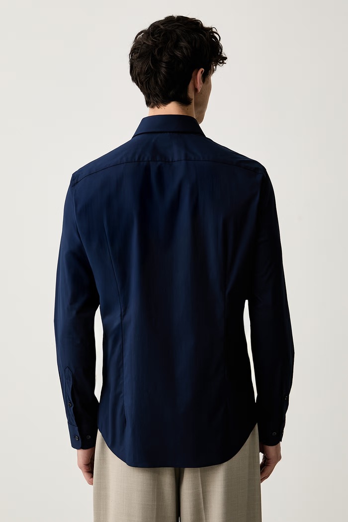 Odzież Tommy Hilfiger koszula męska bawełniana z elastanem MW0MW43749 granatowy