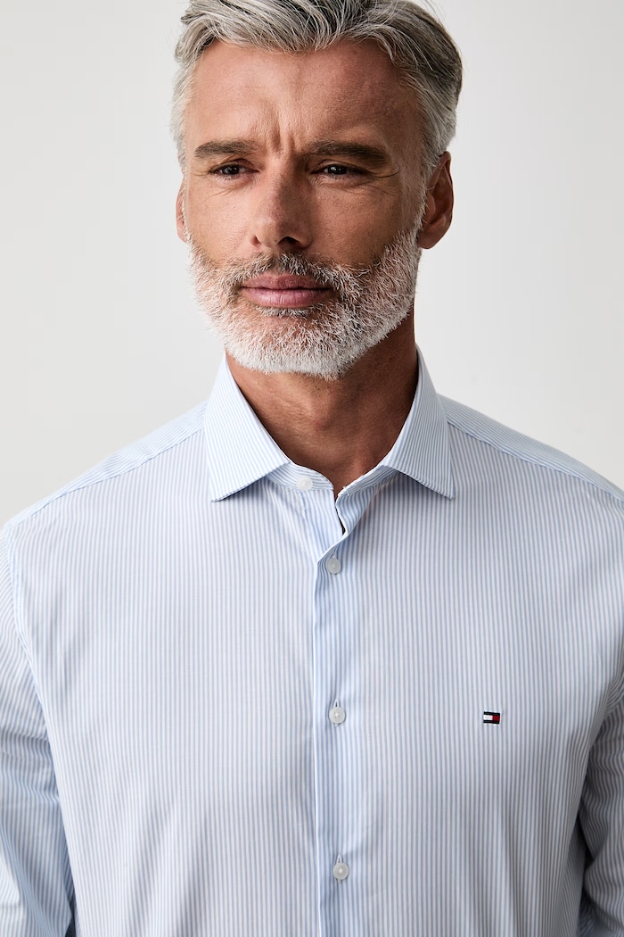 Tommy Hilfiger koszula męska bawełniana z elastanem niebieski MW0MW43746
