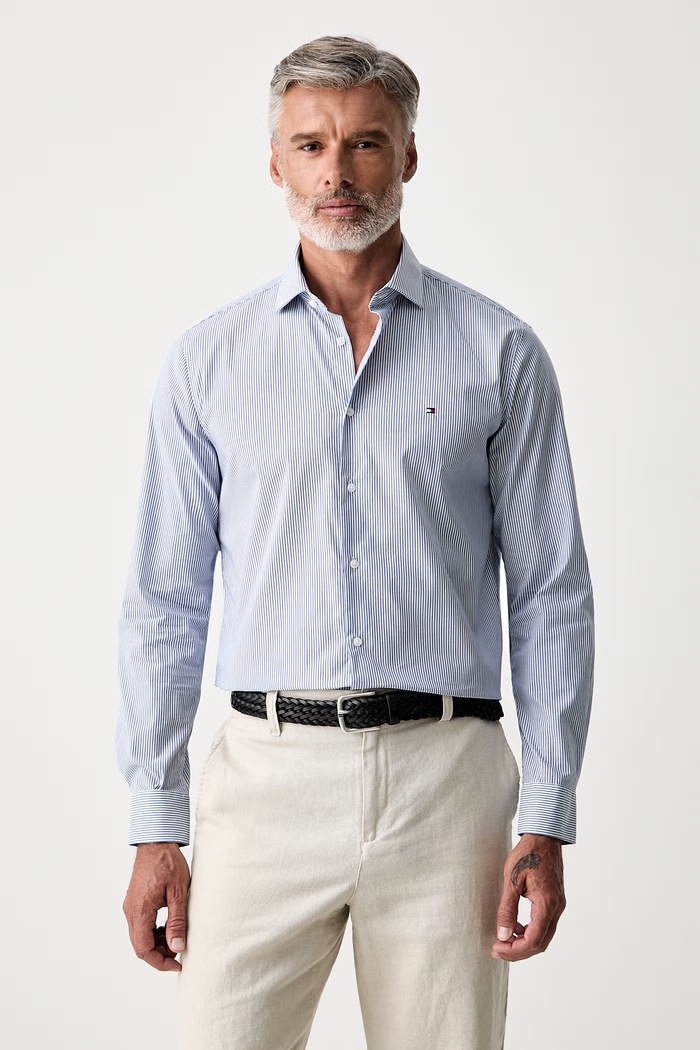 Tommy Hilfiger koszula męska bawełniana z elastanem niebieski MW0MW43746