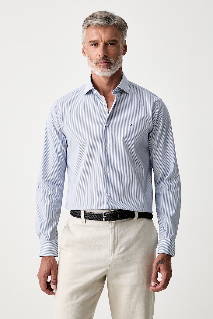 Tommy Hilfiger koszula męska bawełniana z elastanem niebieski MW0MW43746