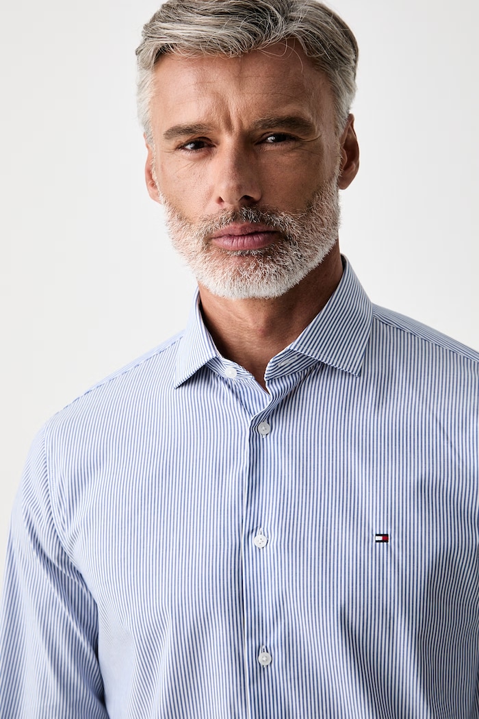 Tommy Hilfiger koszula męska bawełniana z elastanem niebieski MW0MW43746