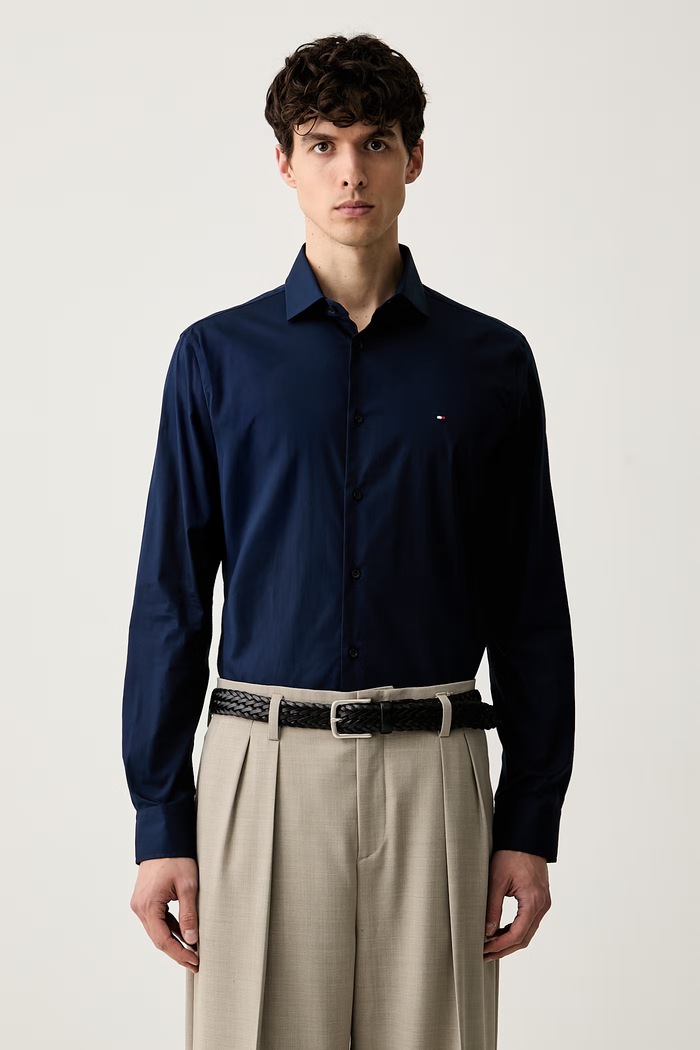 Tommy Hilfiger koszula męska z bawełną granatowy MW0MW43122