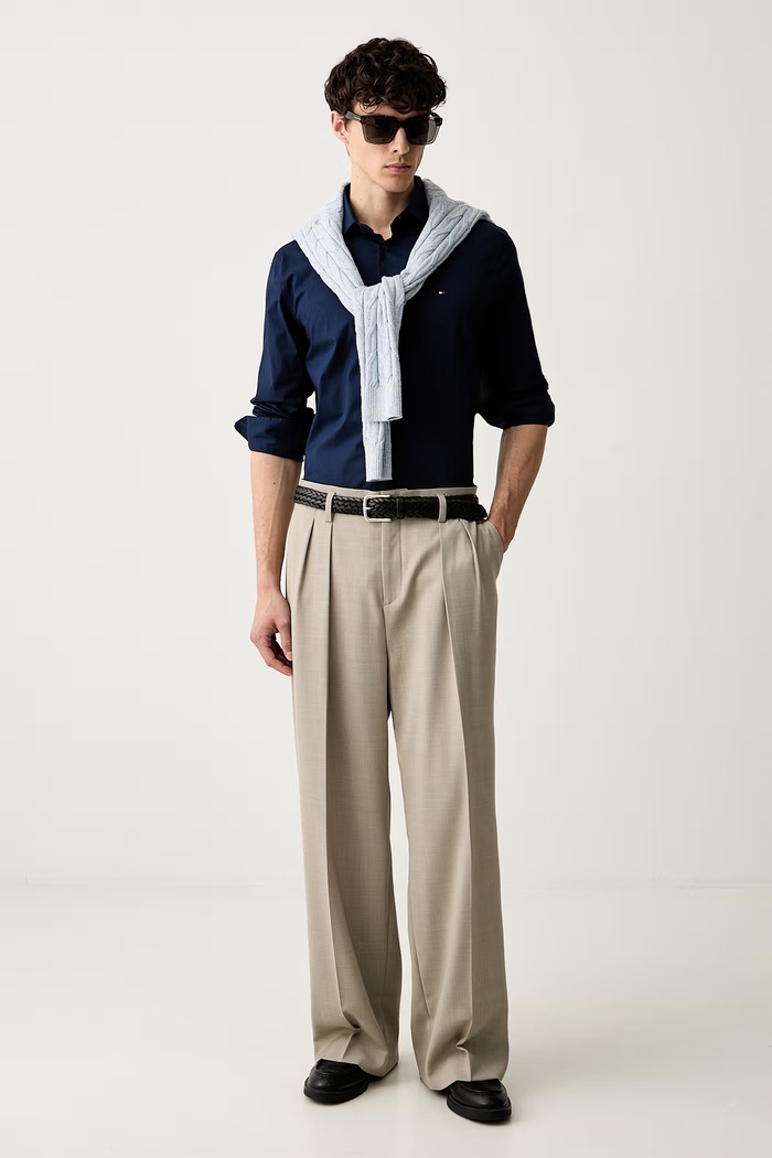 Tommy Hilfiger koszula męska z bawełną MW0MW43122 granatowy AW26