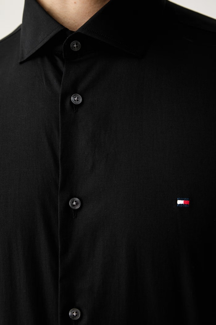 Tommy Hilfiger srajca moška z bombažem MW0MW43122 črna