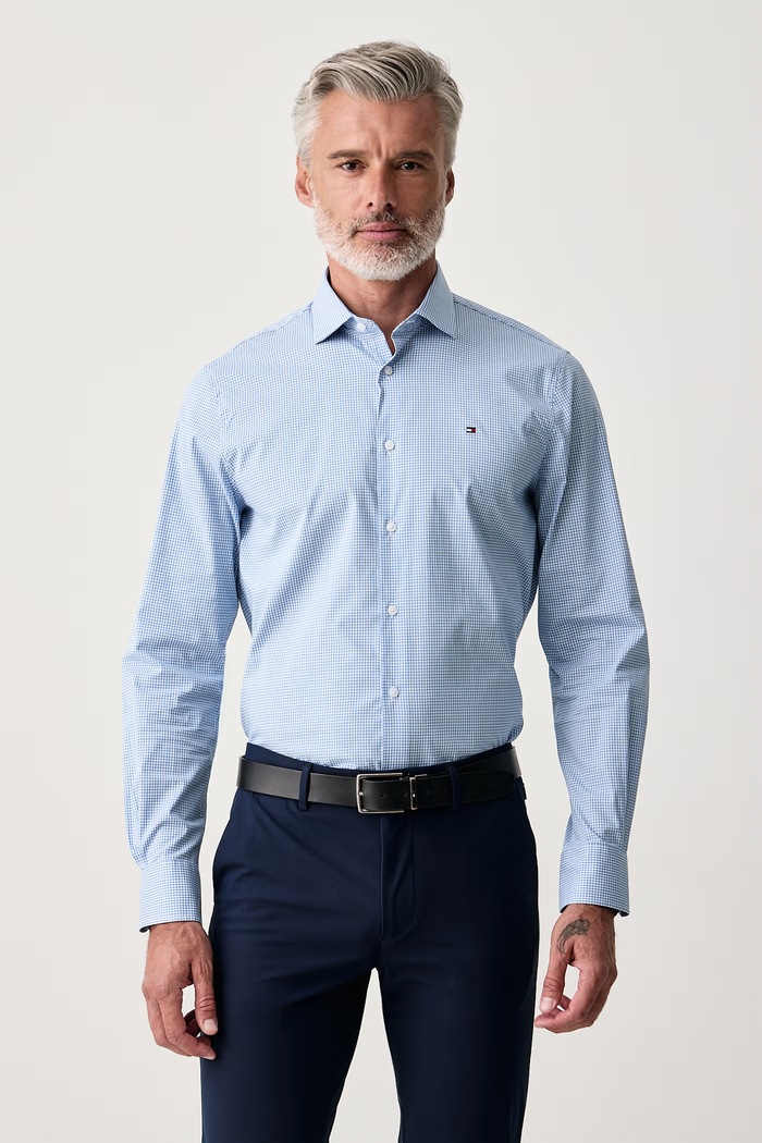 Tommy Hilfiger Koszula męska z bawełną niebieski MW0MW42931