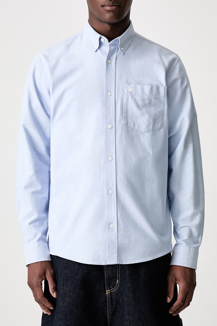 Carhartt WIP L/S C-Logo shirt cotton Men's blue I030799