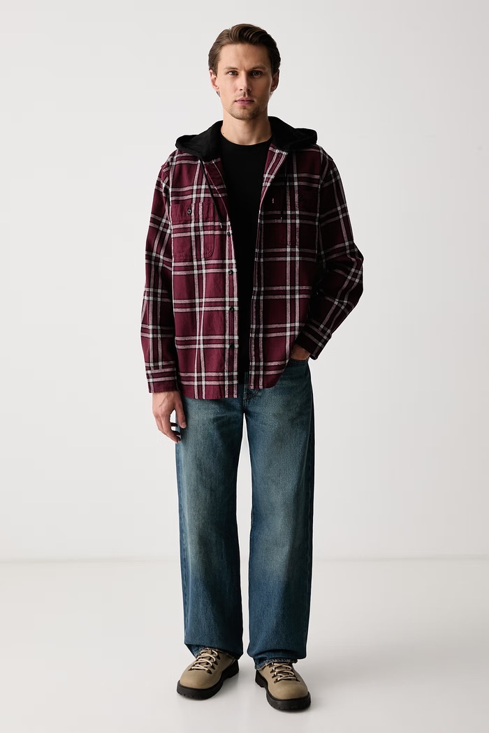 Levi's Koszula męska jeansowa CLASSIC HOODED WORKER bordowy 0086Q