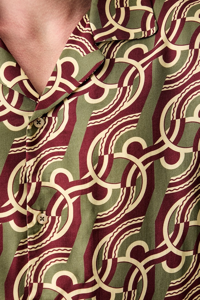 Drôle de Monsieur Chain Link Monogram koszula męska z wiskozy L.SH230.VI039