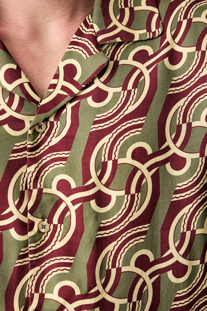 Drôle de Monsieur πουκάμισο ανδρικό από βισκόζη Chain Link Monogram L.SH230.VI039