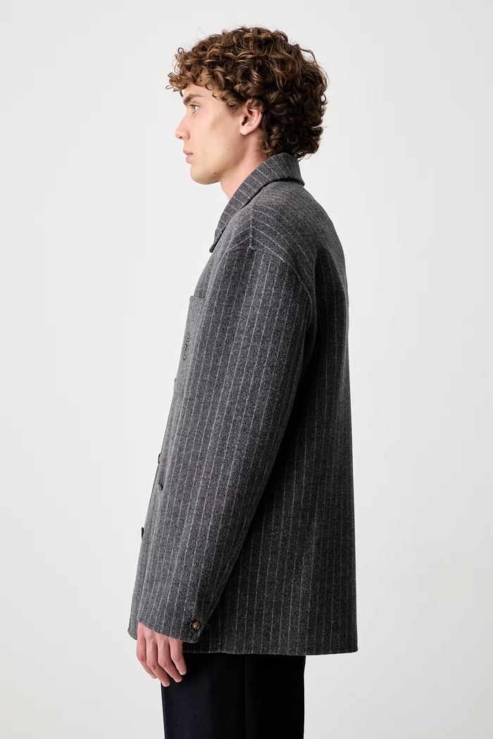 Drôle de Monsieur koszula męska z wełną Pinstripe L.JT295.WO041 szary AW26